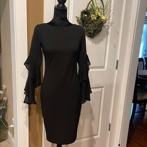 Black Sheath Dress with Bell Sleeves for Cocktail
